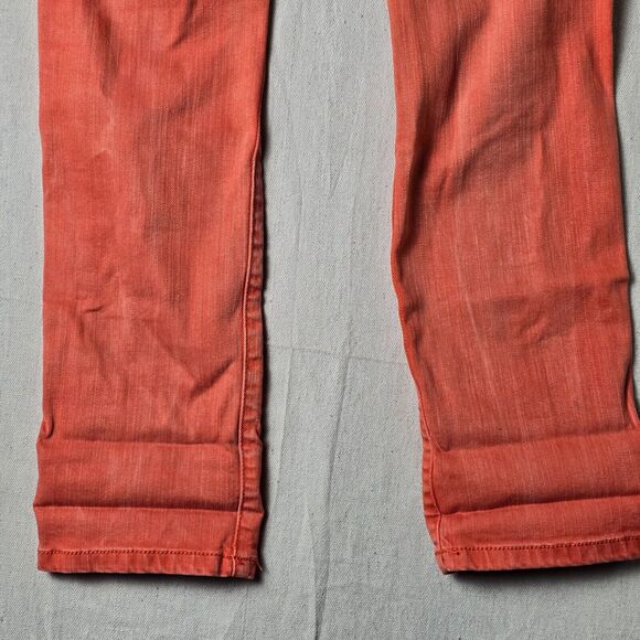 Bebe Jeans Womens 23 Orange Heartbreaker Skinny‎ Distressed Mid Rise Pockets - Picture 15 of 16